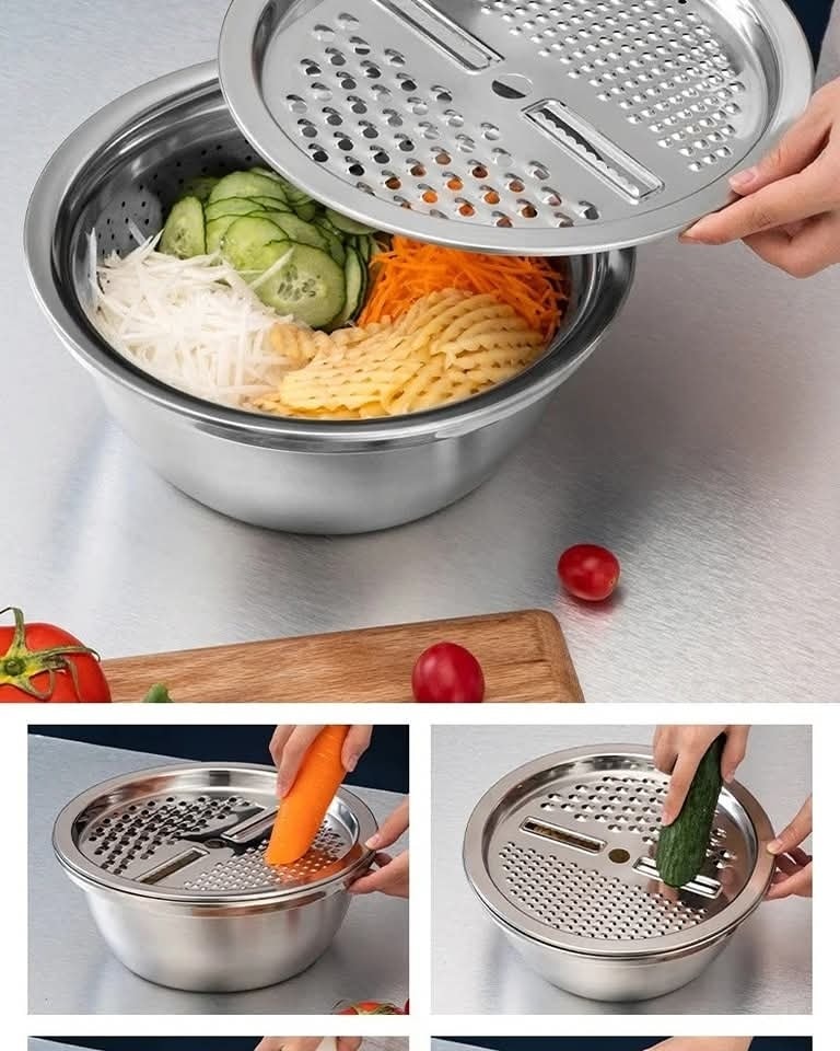 3-in-1 Stainless Steel Strainer & Bowl Set