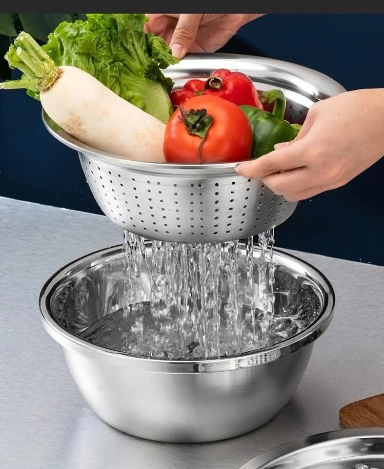 3-in-1 Stainless Steel Strainer & Bowl Set