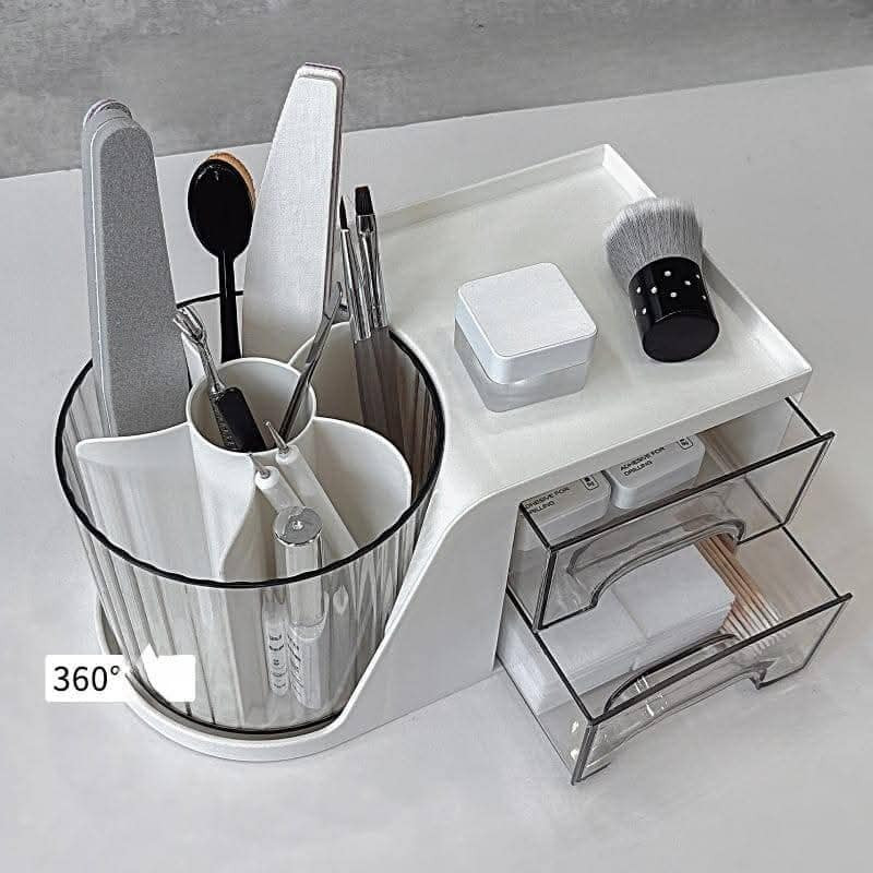 Makeup Organizer Cosmetic Storage Box with 360 Roatating Makeup Organizer